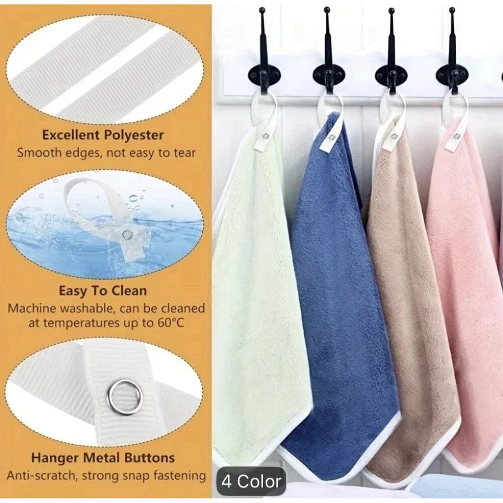10 Piece No Sew Towel Accessory Snap Towel Hanging Strap Attach Hang Loop Quick